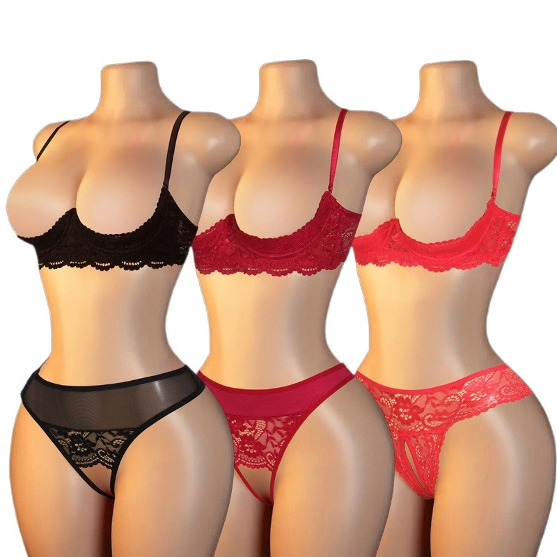 Lace Bralette Set - Set Lingerie Wanita Seksi Berenda dengan