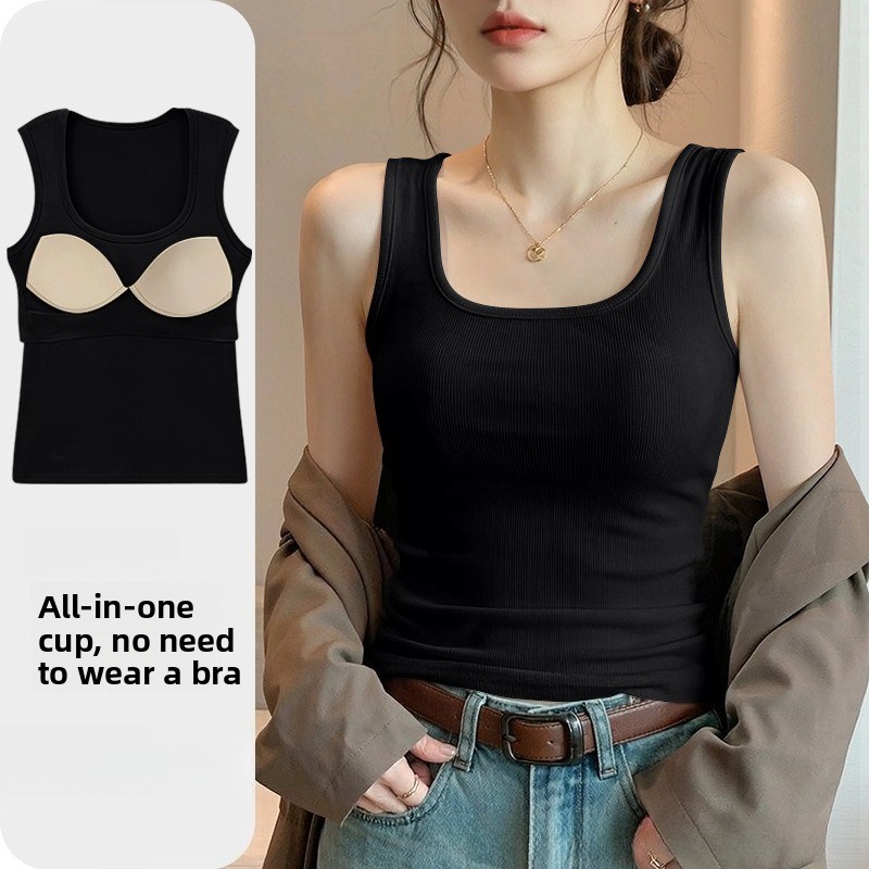 T Shirt Bra Seamless - Tank Top Tanpa Jahitan dengan Bra
